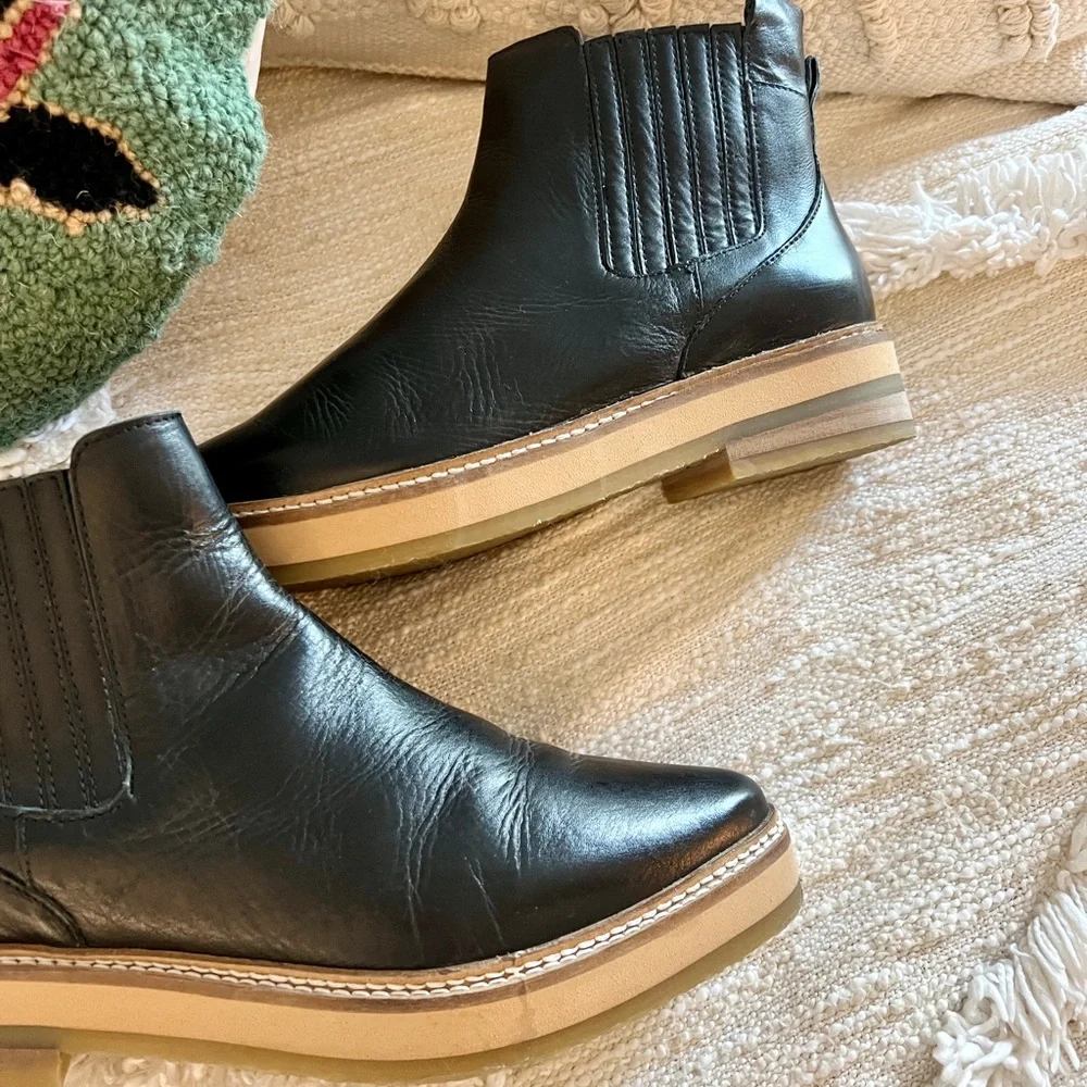 Roolee Prince Black Leather Pointy Toe Booties Boots 40 - Picture 13 of 16